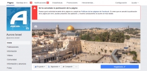 Facebook cierra la página de Aurora después de que publicáramos sobre el Hezbollah en Argentina.
